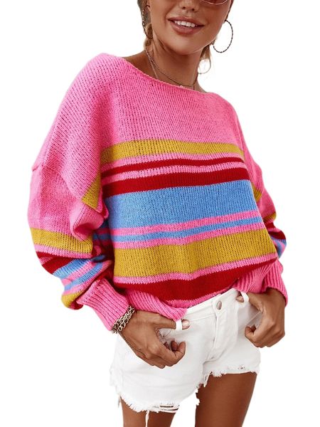 

block striped pattern drop shoulder sweater r0kg#, White;black