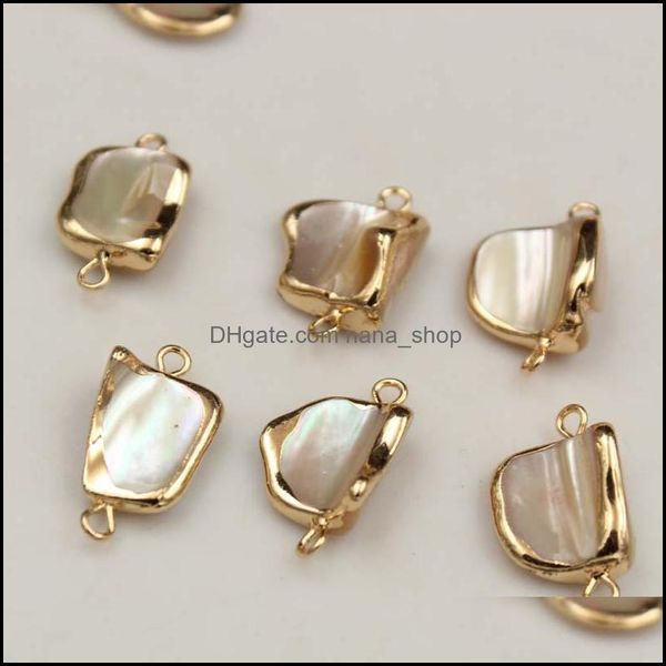

pendant necklaces pendants jewelry wholesale natural shell double hanging edge-wrapped baroque special-shaped bead diy earring bracelet dr, Silver