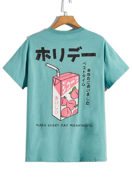 

men slogan graphic crew neck tee k0cu#, White;black