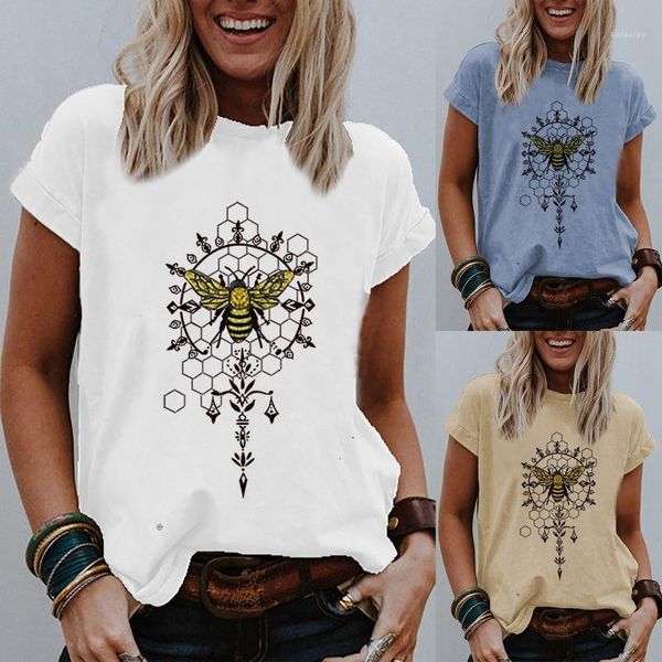 Bee Day Women T-shirt con stampa 3D Estate manica corta Divertente Graphic Tee Rave Festival Top estetici Mujer Camisetas A40 T-shirt da donna