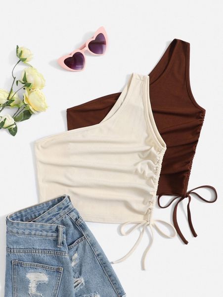 

2pcs one shoulder knot side u3oh#, White
