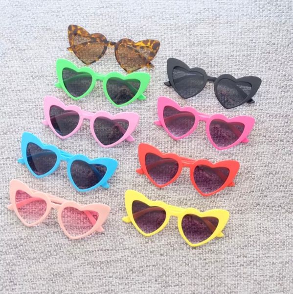 Óculos de sol oval de coração fashion para crianças simples com armação de cores puras óculos de sol