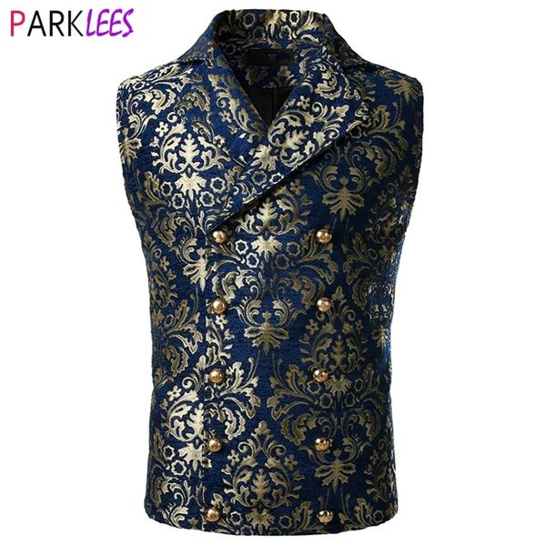 

men's suits blazers luxury brocade paisley floral double breasted suit vest victorian gothic steampunk waistcoat men chalecos para homb, White;black