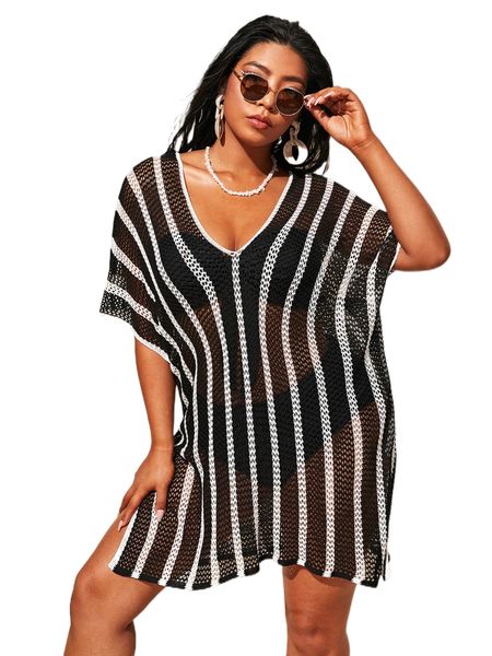 

plus striped cover up r0bi#, Black