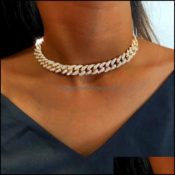 

chains necklaces pendants jewelry 12mm miami cuban link chain gold sier color choker necklace for women iced out crystal rh dhwsc, Silver