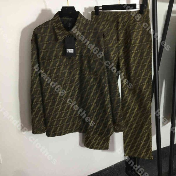 

designer women long sleeve shirts two piece pants jacquard letter logo suit coat luxury f..ndi brand autumn female apparel, White