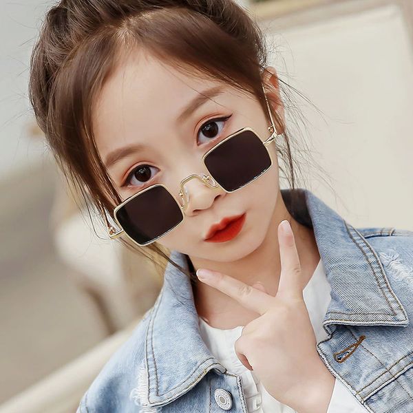 

retro small square frame children sunglasses metal temple trend brand design sun glasses girl boy vintage shades eyewearuv 220623, White;black