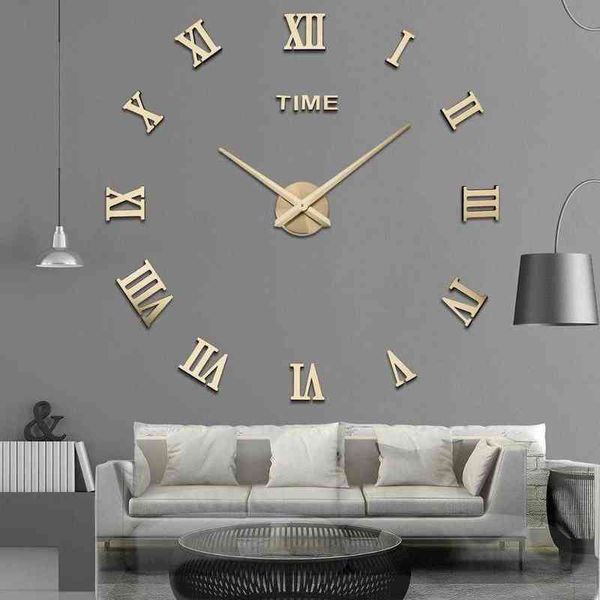 Sonderangebot 3d Große Acryl Spiegel Wanduhr Diy Quarzuhr Stillleben Uhren Moderne Dekoration Wohnzimmer Aufkleber G220422