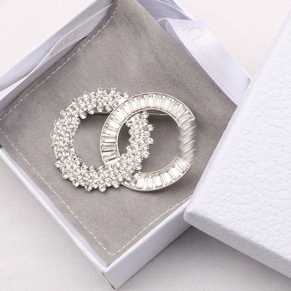 

wholesale lots mixed random send brand designer letters brooch fashion famous double letters tassel pearl luxury couples rhinestone suit pin, Gray
