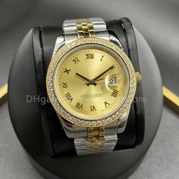 

watchbr-u1 quality 41mm 36mm automatic mechanical mens watches bezel stainless steel women diamond lady watch waterproof luminous wristwatch, Slivery;brown