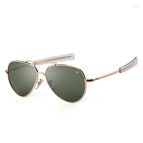 Óculos de sol American Optical Men Brand Designer de alta qualidade Gold Frame Sunnies AO Pilot Sun Glasses Masculino ShadesSunglasses