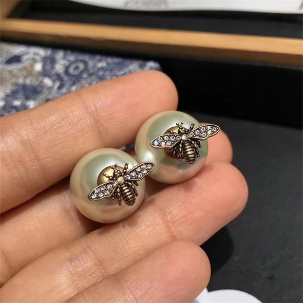 

little pearl earrings female antique small versatile animal earrings, Golden