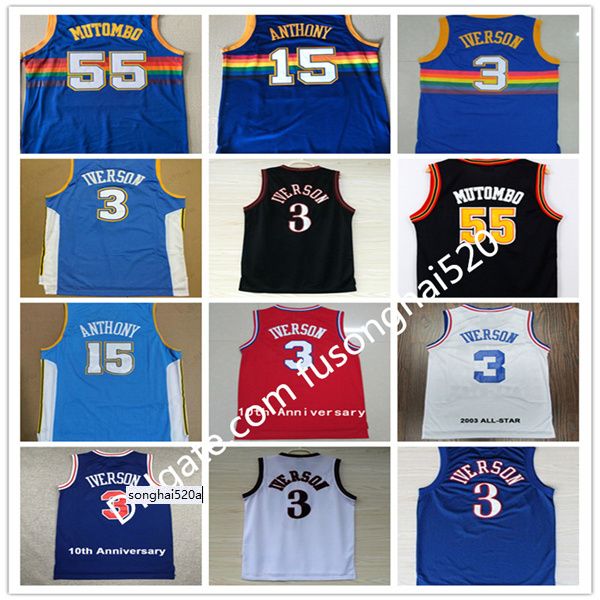 

ncaa 1996 97 georgetown hoyas university men shirts embroidery 3 allen iverson stitched vintage 55 dikembe mutombo jerseys''nba&#0, Black;red