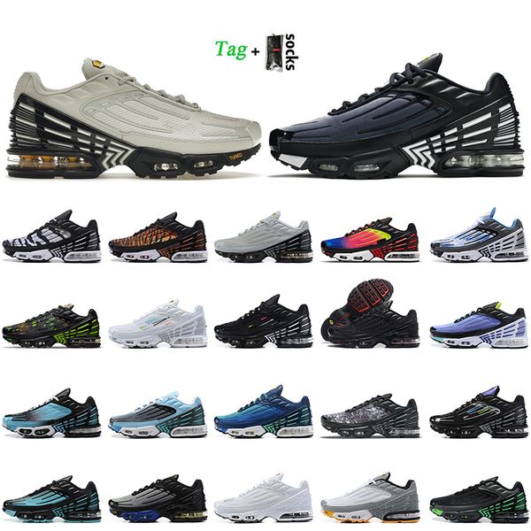 

with tag socks size 36-46 fashion women mens running shoes tn plus 3 tuned iii bone black obsidian multi-white tn3 runner sneakers ghost gre