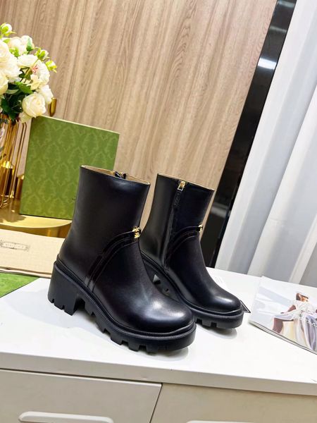 

ankle boots women leather martin boot 2022 new classic fashion calfskin short booty size 35-40, Black