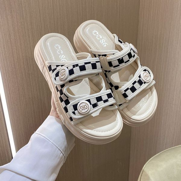 

new sandals slippers luxurys sandals designers women scuffs sandalias thick bottom shoes luxury sandales 35-40, Black