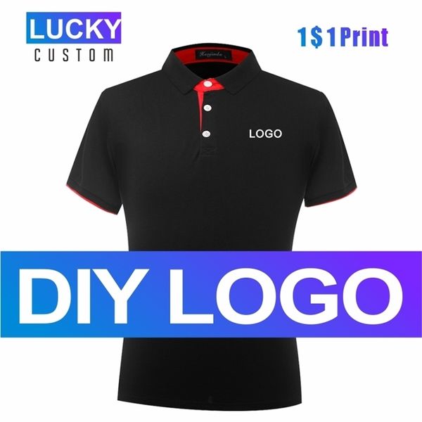 

men's short-sleeved polo shirt with embroidery custom printed business casual breathable solid color breathable lapel 220608, White;black