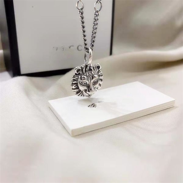 

10% off jewelry the new zhigujia new made old metal lion head pendant necklace, Silver