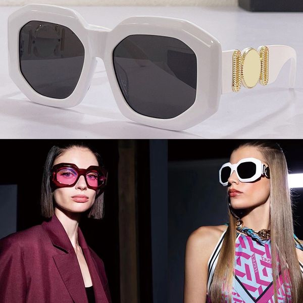 

popular mens womens maxi biggie square sunglasses with acetate frame and wide temples logo elements outdoor beach with original box, White;black