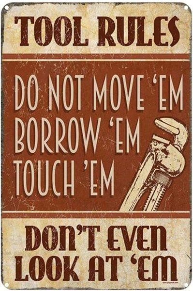 

original vintage design tool rules don't look at em tin metal signs wall art | thick tinplate print poster wall decoration for