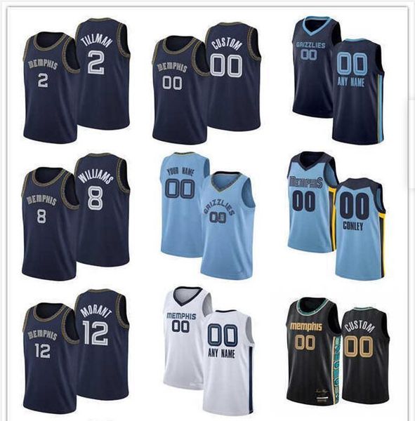 

75th men women memphis''grizzlies''21 tyus jones 46 john konchar 0 de'anthony melton 5 yves pons 3 tyrell terry cus, Black;red