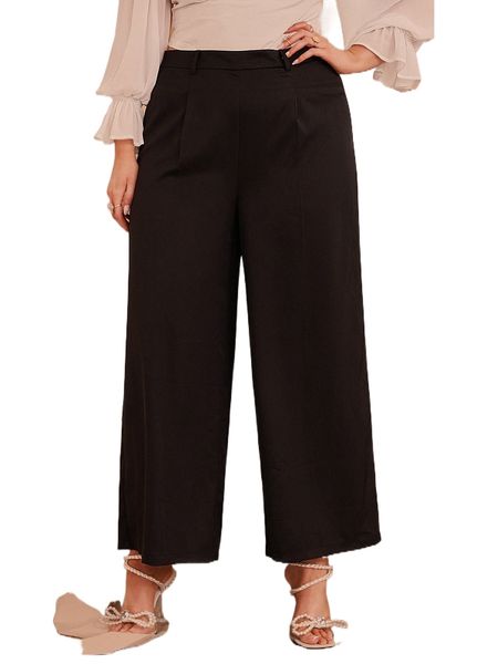 

plus high waist wide leg pants 2623#, Black