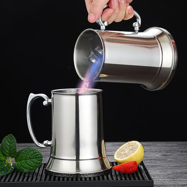 

16 ounce double wall 18/8 stainless steel tankard beer mug mirror finish