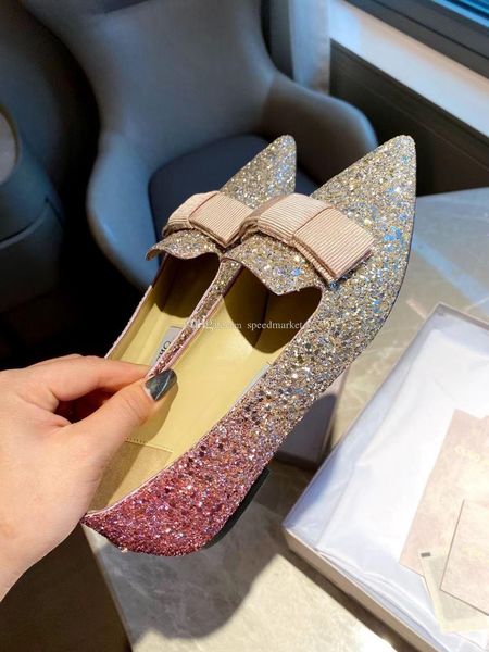 

luxurious-brands gala glitter leather jimmis sandals women pointed toe ballerinas bow ballet flats nice slip on lady comfor jimmys choos azp, Black