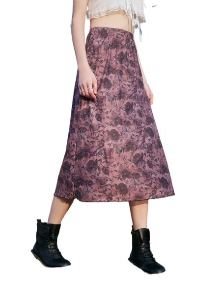 

romwe allover floral print skirt n1nc#, Black