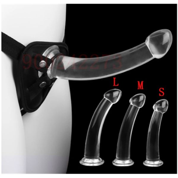 Clear Smooth Bullet Anale Butt Plug Ventosa artificiale Pene Strap On Dildo Pantaloni Strapon femminile Vagina Masturbatore Giocattoli sexy