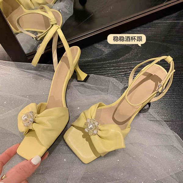 

sandals french sandals women's one line buckle summer cowhide bow with skirt shoes fairy style high heels qtxh, Black