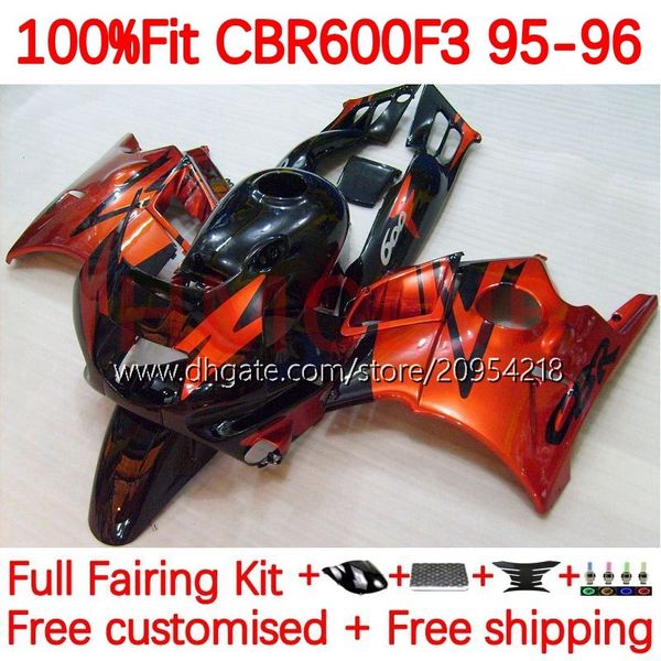 Corpo de injeção +tanque para Honda CBR600 CBR 600 F3 FS CC 600F3 95-98 141NO.76 600FS 600CC CBR600F3 95 96 97 98 CBR600-F3 CBR600FS 1995 1996 1997 1998 1998 Oem Orange Black Black