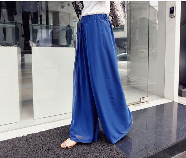 

women's pants & capris clothes 6xl women chiffon wide leg summer leggings black blue ladies trousers loose pantlone femme 2022women&#03, Black;white