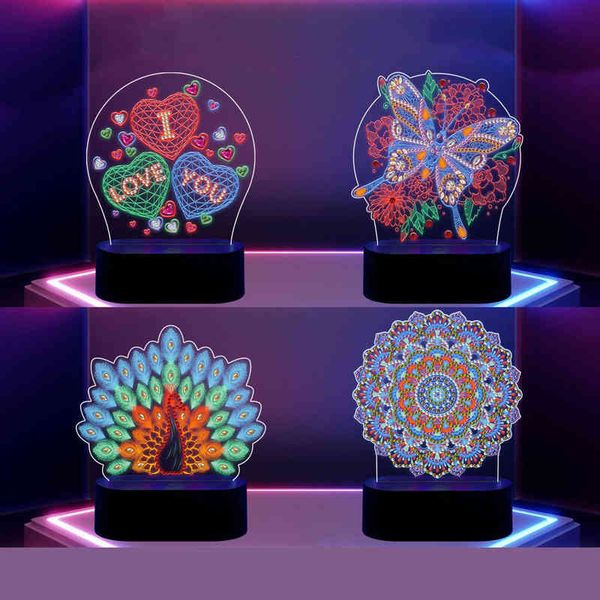 

5d diy diamond painting led lamp night light snowman special shaped diamond mosaic embroidery christmas gift home decor new year