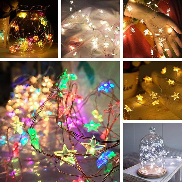 Stringhe Fairy String Light 3M 30Eds Wire Star Star Strip Luci per vacanza per festa di Natale Anno dell'albero Decorazione