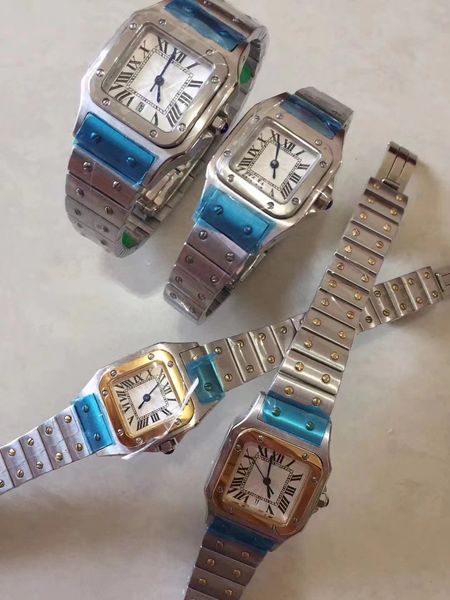 

classic quartz watch for woman fashion dress lady watches gold silver color band stainless steel wristwatch 20mm ca01-3, Slivery;brown