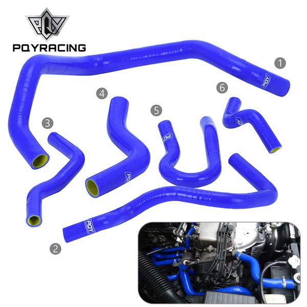 6 PCS Silicone Radiador Refrigerante Mangueira, Kit de Mangueiras de Silicone para Honda Civic SOHC D16 D16 EK 92-00 Azul e Amarelo PQY-LX1303C-QY