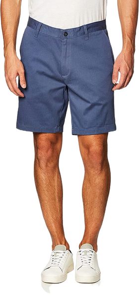 

men's classic fit flat front stretch solid chino deck short d7bx#, White;black