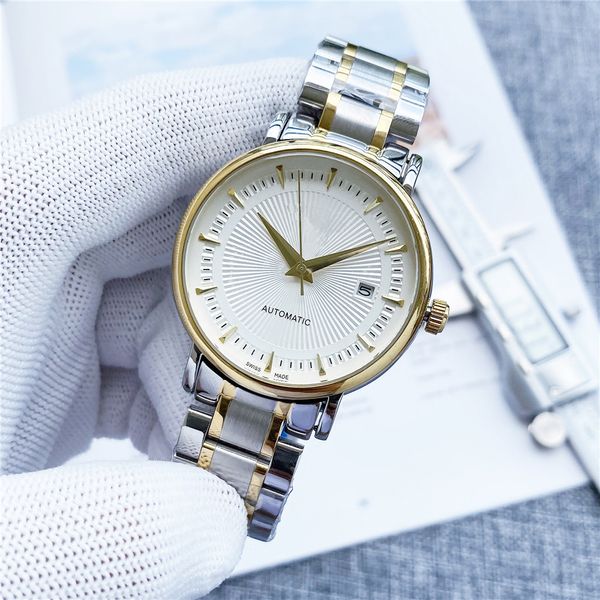Luxuriöse Herren-Business-Uhren, Automatikuhr, modisch, schlicht, Edelstahl, mit Kalenderuhr, Orologio Di Lusso