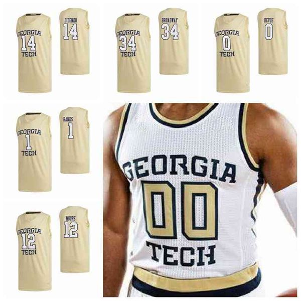 Georgia tech amarelo jaquetas jerseys shaheed medlock jersey khalid moore bubba parham shembari phillips basquete raro costurado costurado