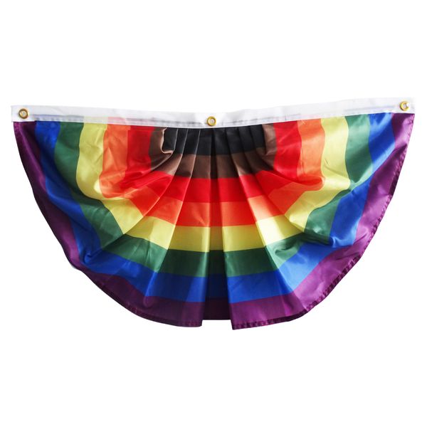 

philadelphia rainbow pleated fan flag bunting 1.5x3 ft premium polyester fan banner with brass grommets for indoor outdoor decoration