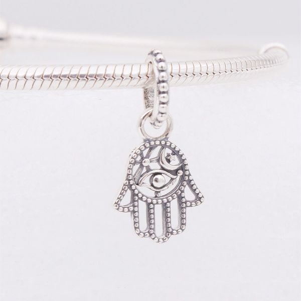 Schützende Hamsa-Hand, baumelnde Pandora-Charms für Armbänder, DIY-Schmuckherstellungssets, lose Perlen, 925er Sterlingsilber, Hochzeit, Party, Geschenk 799144C00