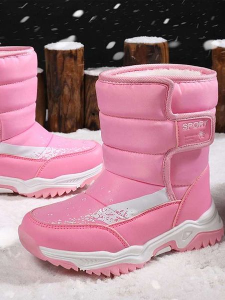 

girls letter patch nylon snow boots she, Black;grey