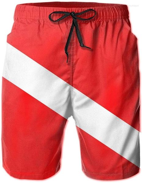 Shorts masculinos masculinos nadam troncos de nadar vermelho-branco-nadar de banho de banho resistente a água de tração de malha de praia de verão da praia