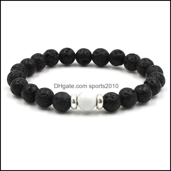 Arti e mestieri Natural Black Lava Stone Strand Tigers Eye Perline turchesi Bracciali Chakra Olio essenziale Diffusore Bracele Sports2010 Dhchf