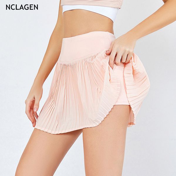 

nclagen yogasports skirt and shorts running fitness jk lined workout clothes women exercise athletic active gym bottoms 220630, White;black