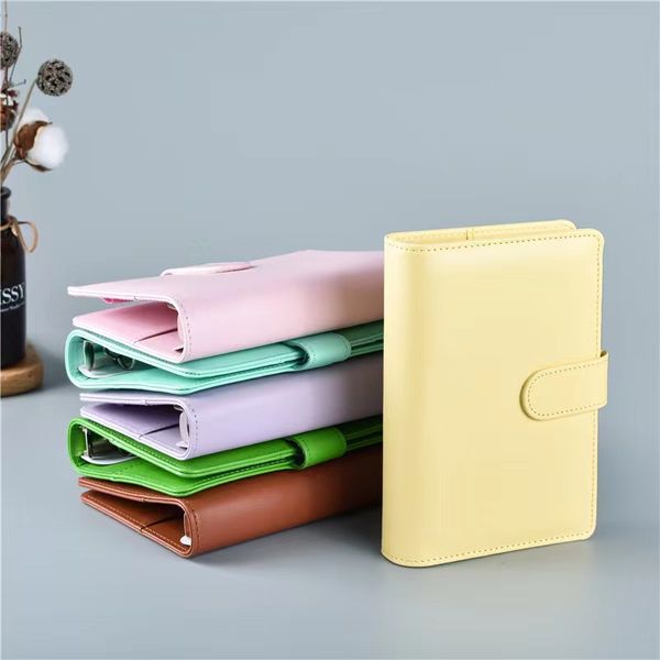 MOQ 10PCS A5 Faux Leather Notebook Notepads sem pacote de página Inside Paptle 6 Ring Binder 14 Cores Spiral Planner Office School Supplies