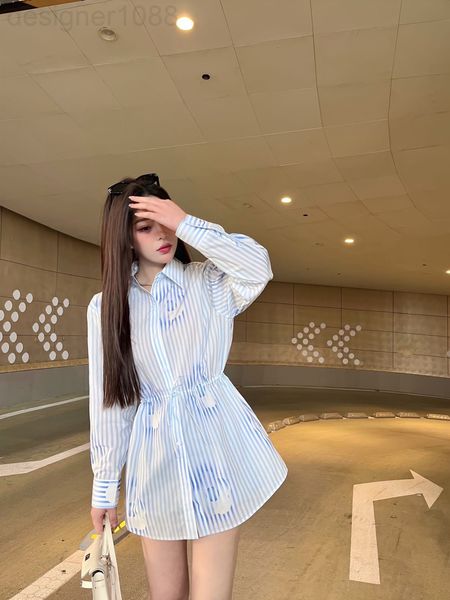 

women's blouses & shirts designer p home 22 spring and summer new gradient stripe lace up long sleeved shirt popular single breasted wa, White
