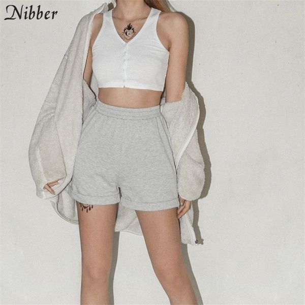 

nibber sports leisure streetwear shorts women cotton loose jogging casual shorts summer simple pure stretch slim soft shorts y200512, White;black