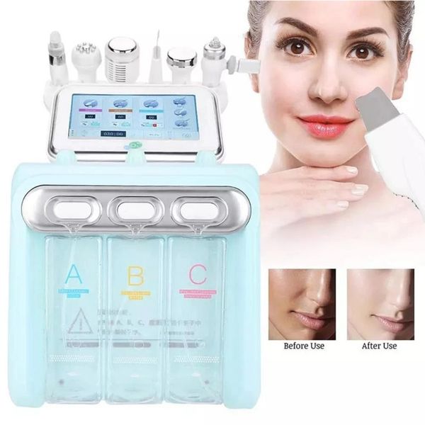 Multifuncional 6 em 1 H2O2 Pequeno ultrassom de bolha hidra oxigênio aqua jato facial de limpeza profunda Máquina